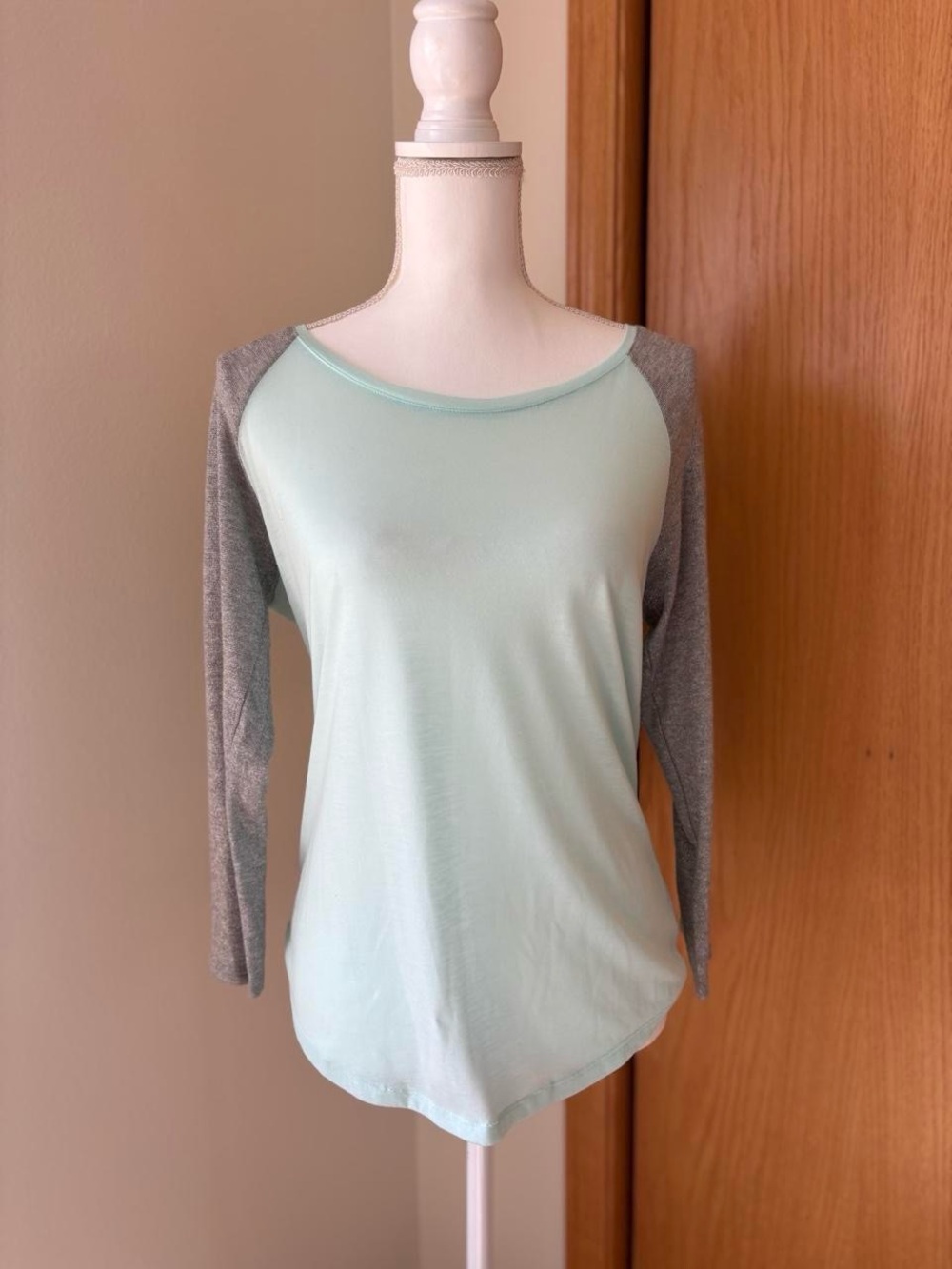 Y2K American Eagle Outfitters Mint Body with Silver Sleeves Long Slouchy Tee